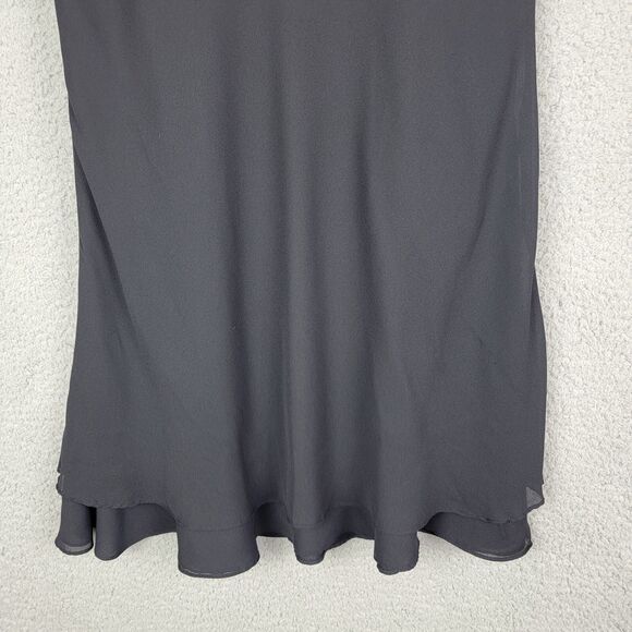 VTG Jeffrey Dara Tom Barra 8 Rhinestone Lace Sleeve Black Dress 90s Flared Y2K - Picture 8 of 16